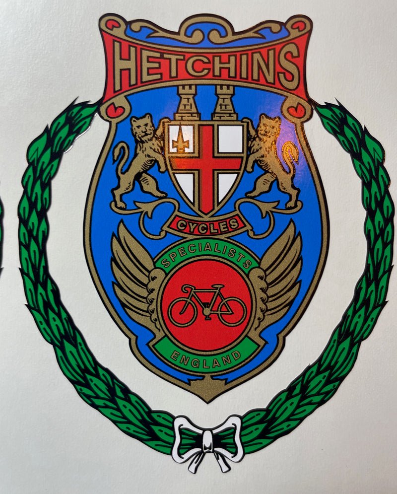 HETCHINS Head/seat decal with laurel leaf surround. - H Lloyd Cycles