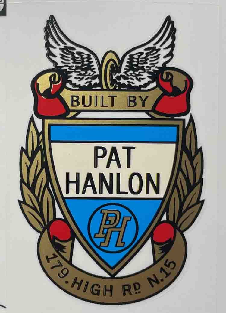Pat Hanlon head/seat crest decal. - H Lloyd Cycles