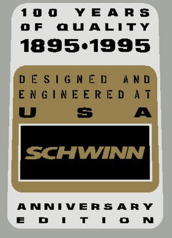 Schwinn 100 Years Seat Tube Badge Decal