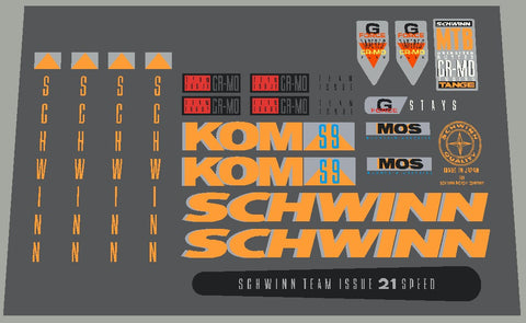 Schwinn Kom S9 decal set