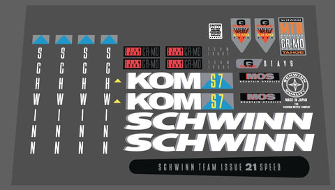 Schwinn 1990 KOM SD7 decal set