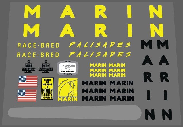 Marin Palisades yellow decal set - H Lloyd Cycles