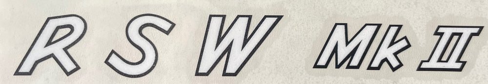 RALEIGH RSW MkII decal for the fat "downtube" of these machines, Raleigh's answer to the Moulton. White with black edge. - H Lloyd Cycles