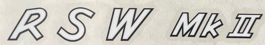RALEIGH RSW MkII decal for the fat "downtube" of these machines, Raleigh's answer to the Moulton. White with black edge. - H Lloyd Cycles