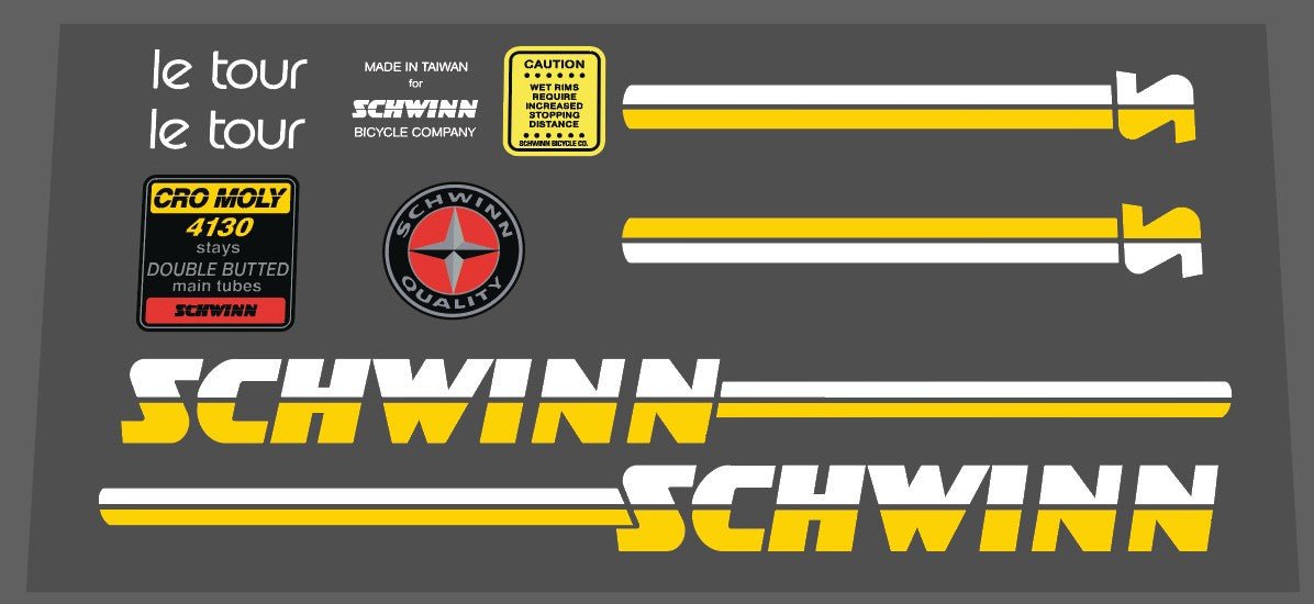 Schwinn 1984 Le Tour decal set - H Lloyd Cycles