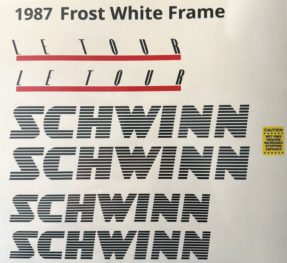 Schwinn Le Tour 1987 decal set - H Lloyd Cycles