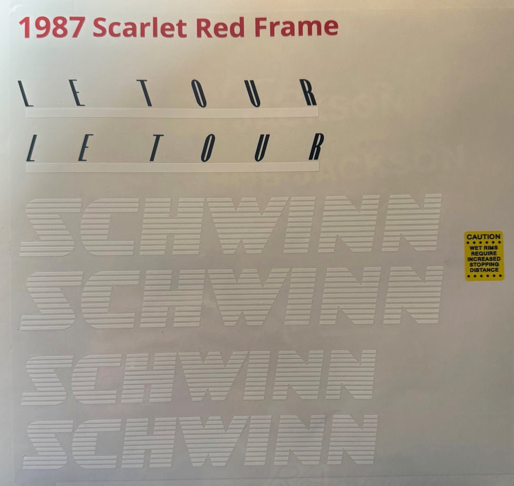 Schwinn Le Tour 1987 decal set - H Lloyd Cycles