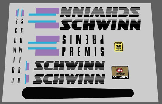 Schwinn Premis 1988 decal set - H Lloyd Cycles