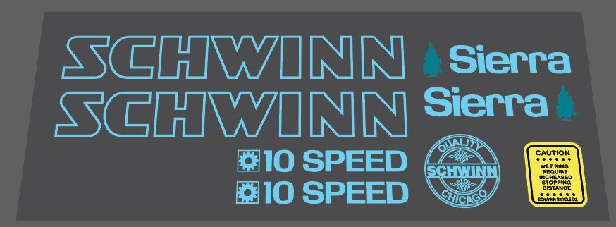 Schwinn Sierra 1983 decal set - H Lloyd Cycles