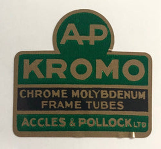 ACCLES & POLLOCK "Kromo Chrome Molybdenum Frame Tubing" transfer. - H Lloyd Cycles