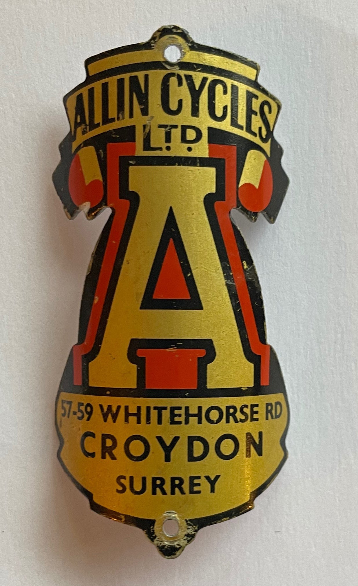 Allin Metal headbadge - H Lloyd Cycles