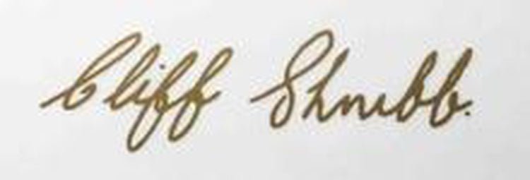 Cliff Shrubb signature tube decal - H Lloyd Cycles