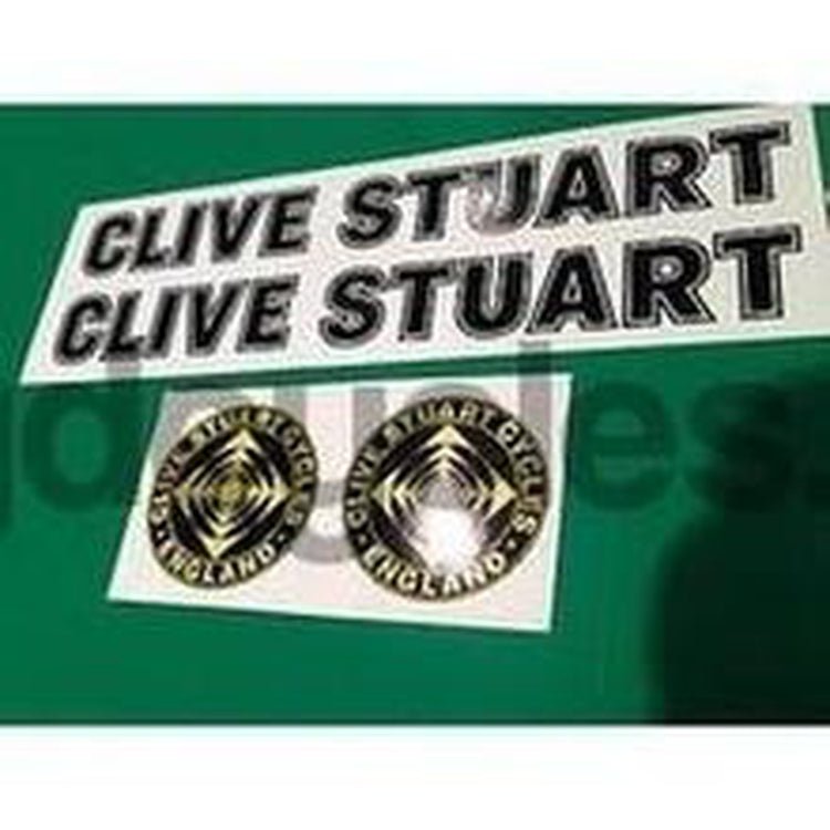CLIVE STUART decal set. Accurate re - issue from samples in our collection! 1 - H Lloyd Cycles