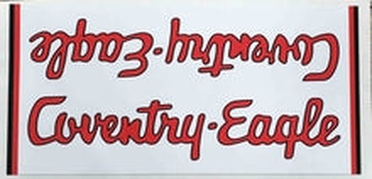 COVENTRY EAGLE downtube on big white panel. - H Lloyd Cycles