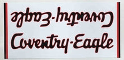 COVENTRY EAGLE downtube on big white panel.