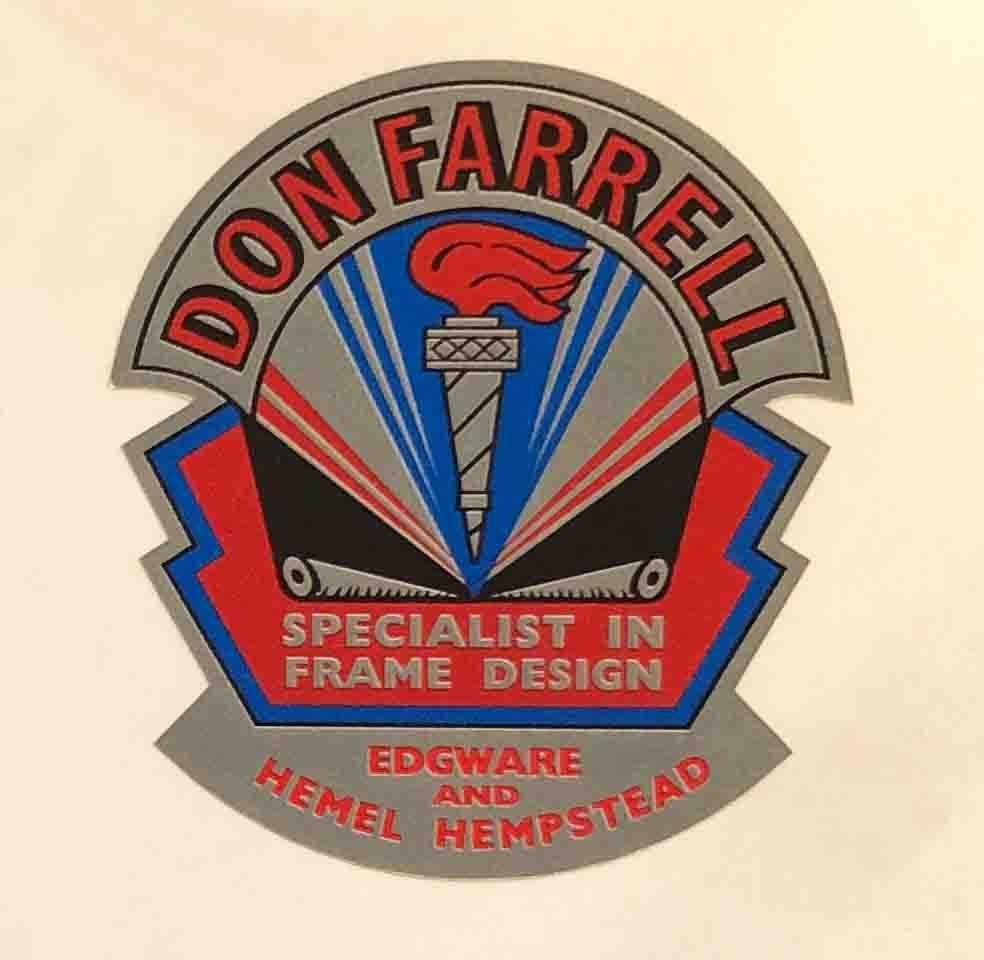 DON FARRELL (middlesex) Head/seat decal. - H Lloyd Cycles