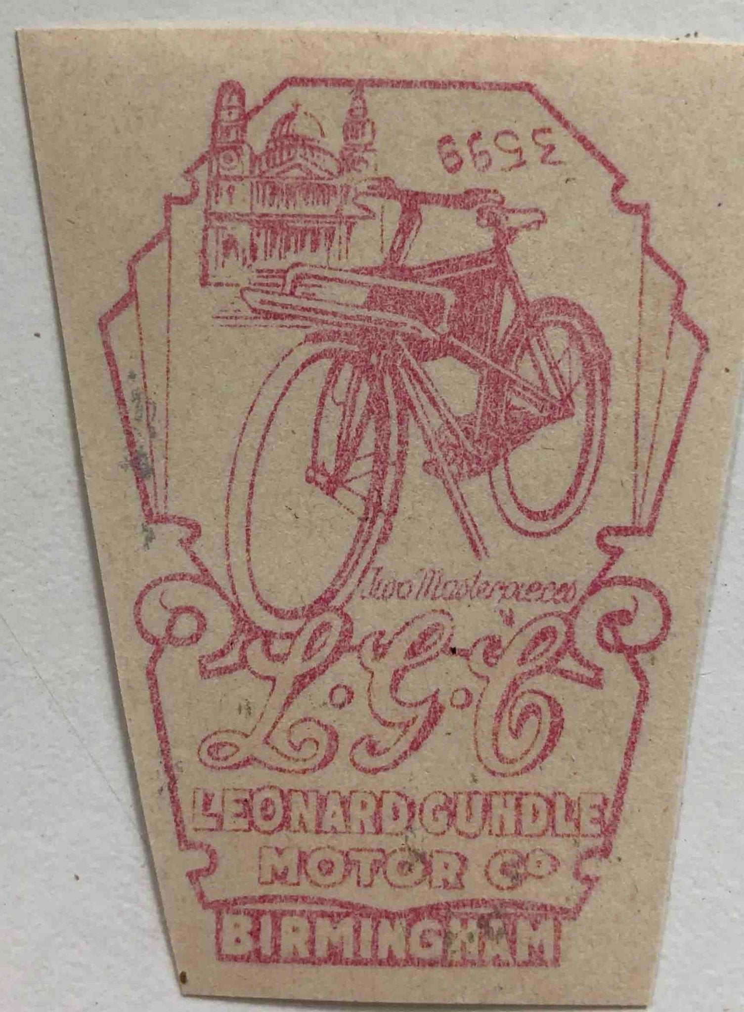 GUNDLE head/seat transfer. St Pauls and bicycle - H Lloyd Cycles