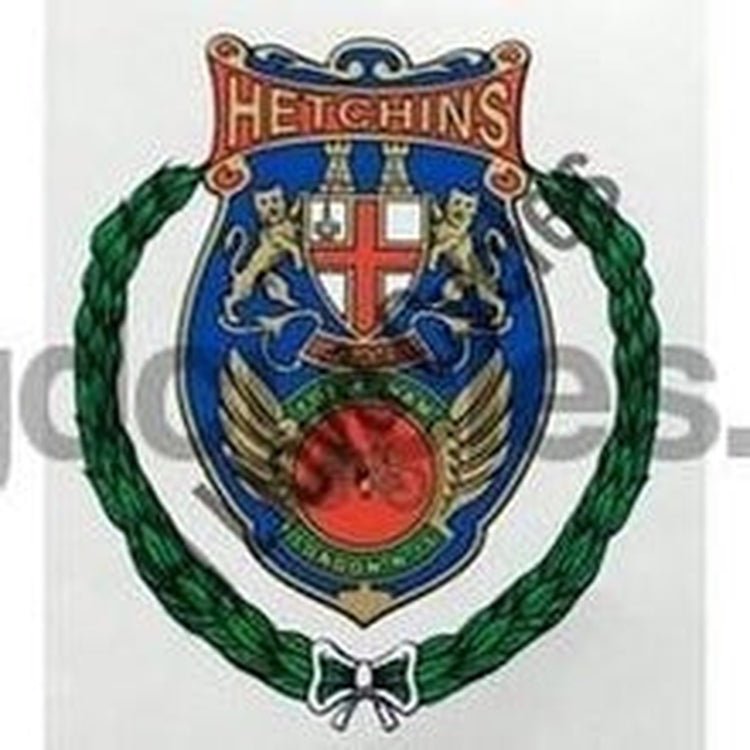 HETCHINS Head/seat decal with laurel leaf surround. - H Lloyd Cycles