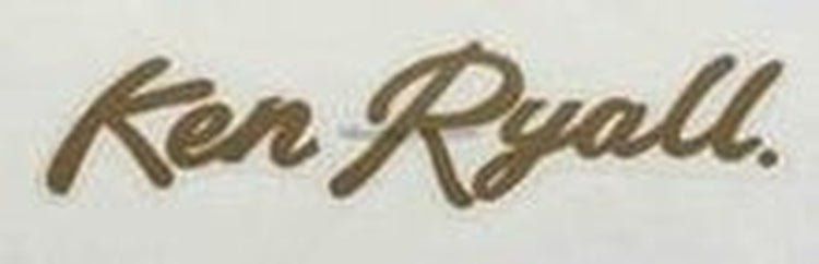 KEN RYALL downtube decal in script like a signature. - H Lloyd Cycles