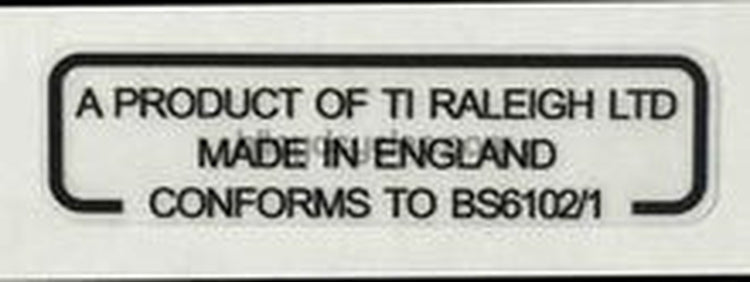 Product of TI Raleigh Decal - H Lloyd Cycles