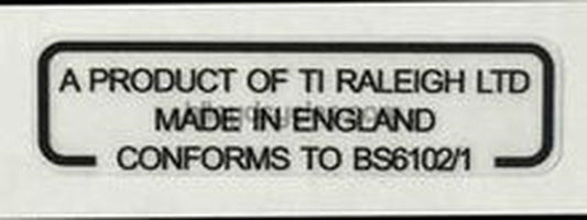 Product of TI Raleigh Decal - H Lloyd Cycles