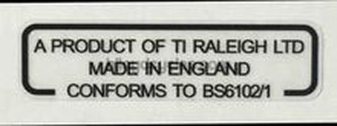 Product of TI Raleigh Decal