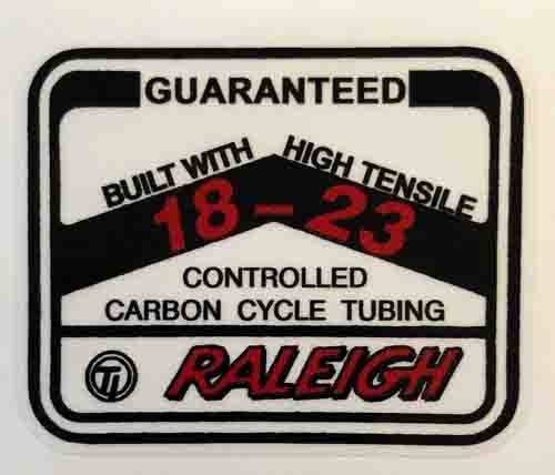 Raleigh 18 - 23 tubing decal - H Lloyd Cycles