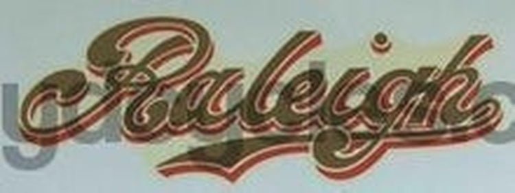 RALEIGH gold script with red shading - H Lloyd Cycles