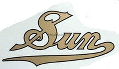 SUN gold script with black edge